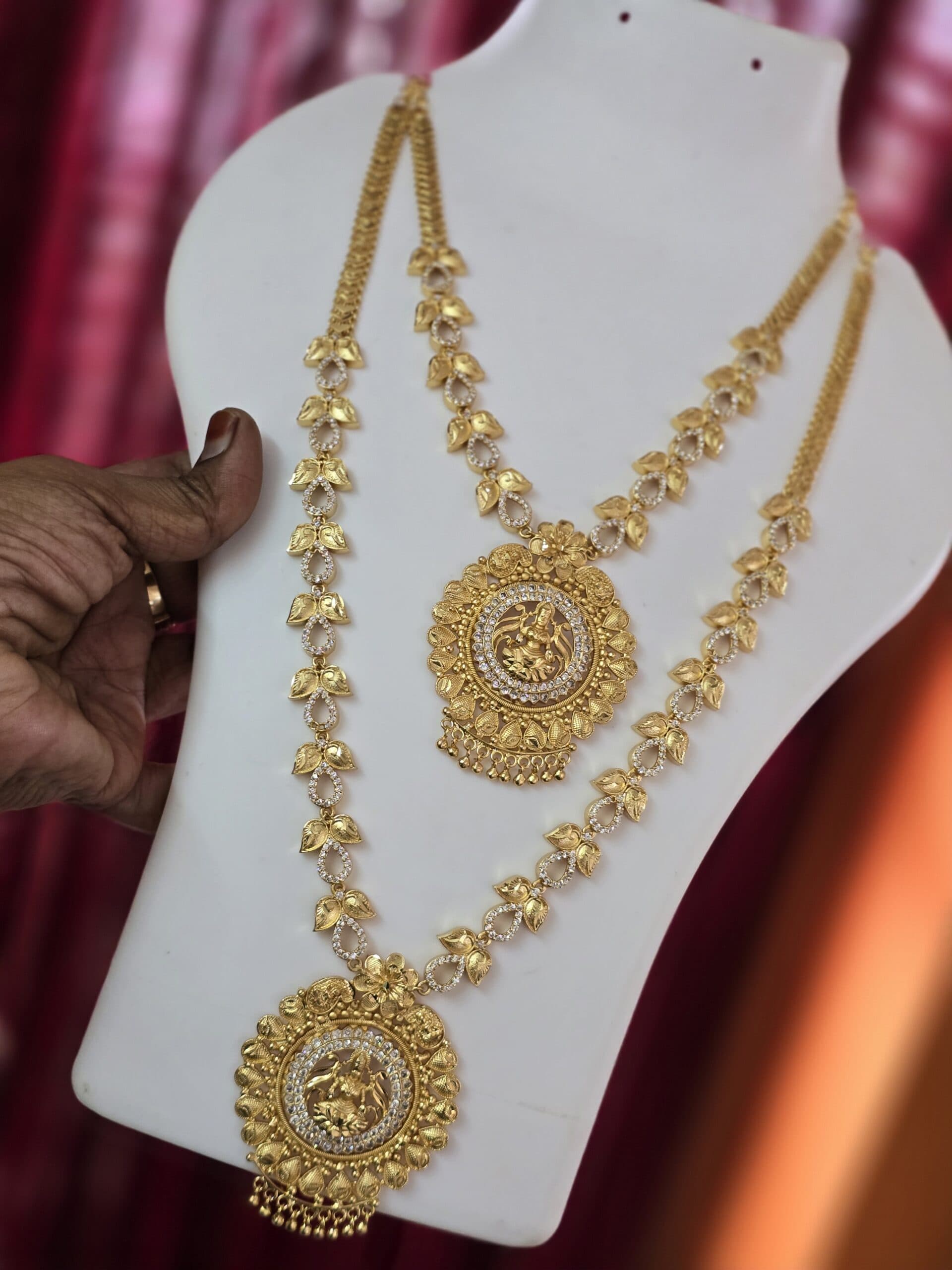 Premium Foaming AD goddess lakshmi combo comes necklace haram