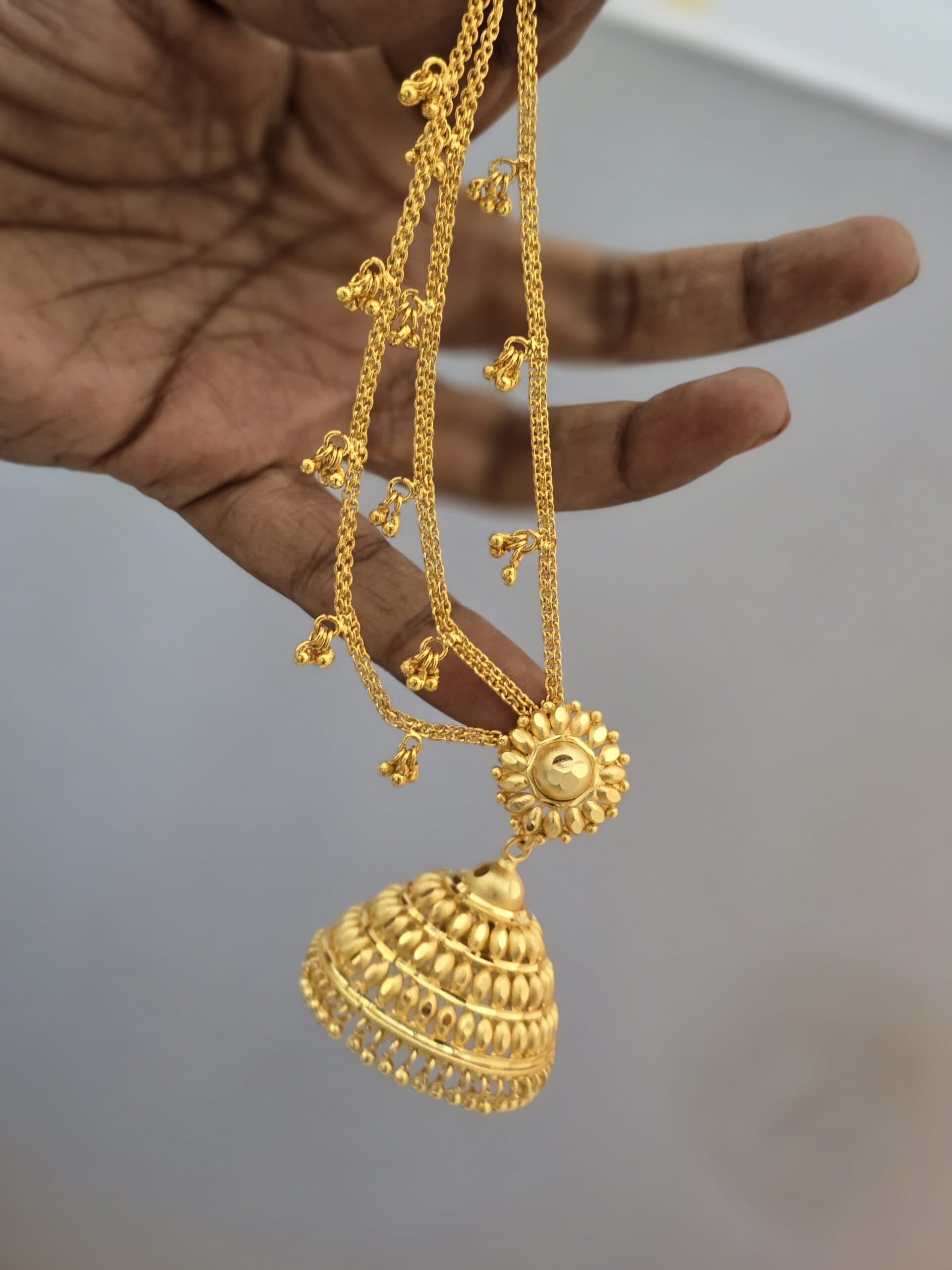 Premium foaming kerela jhumka with 3 line mattal