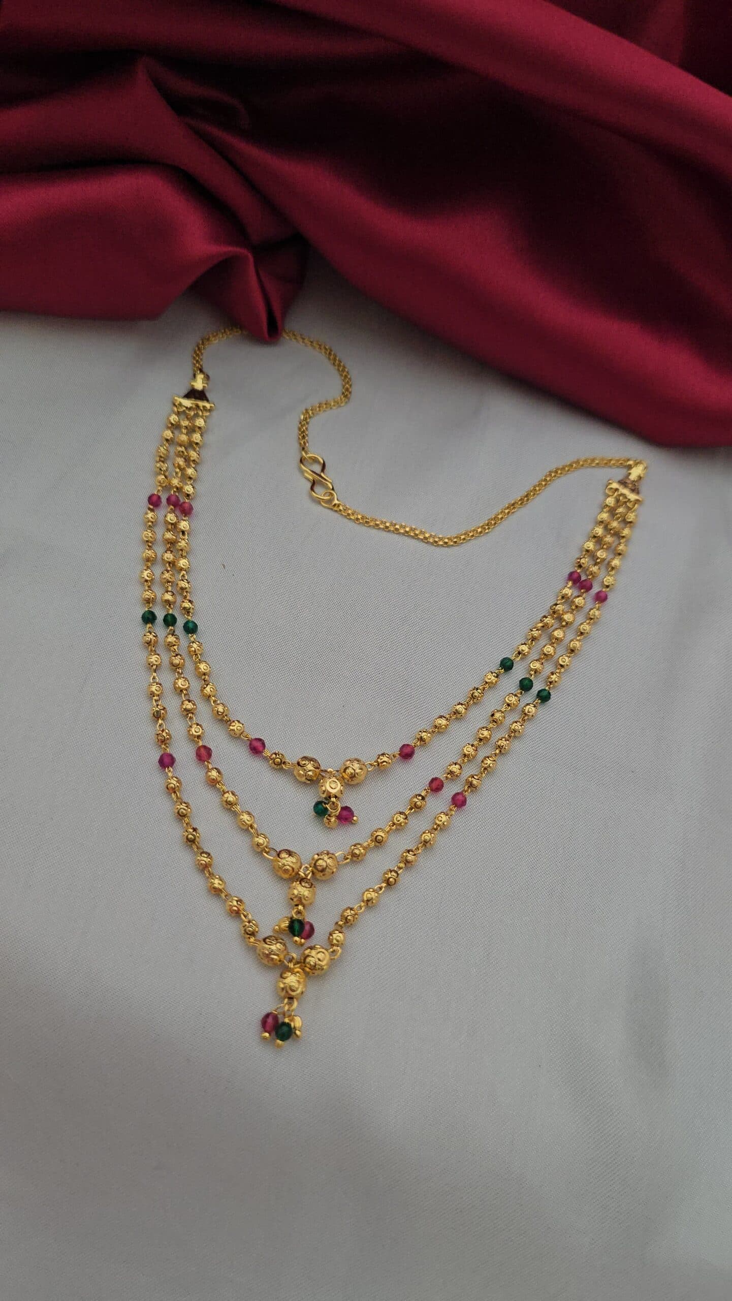Premium 3 line ball necklace comes beads