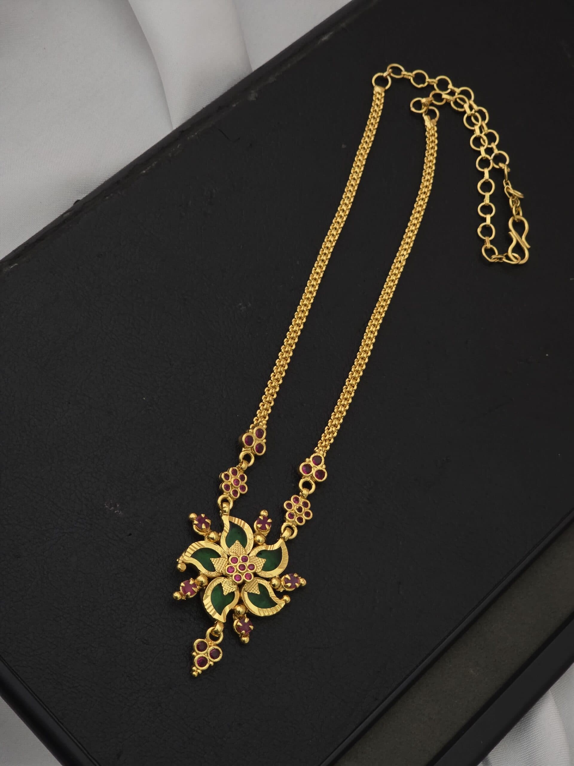 Premium Foaming ruby palaka necklace comes extension chain