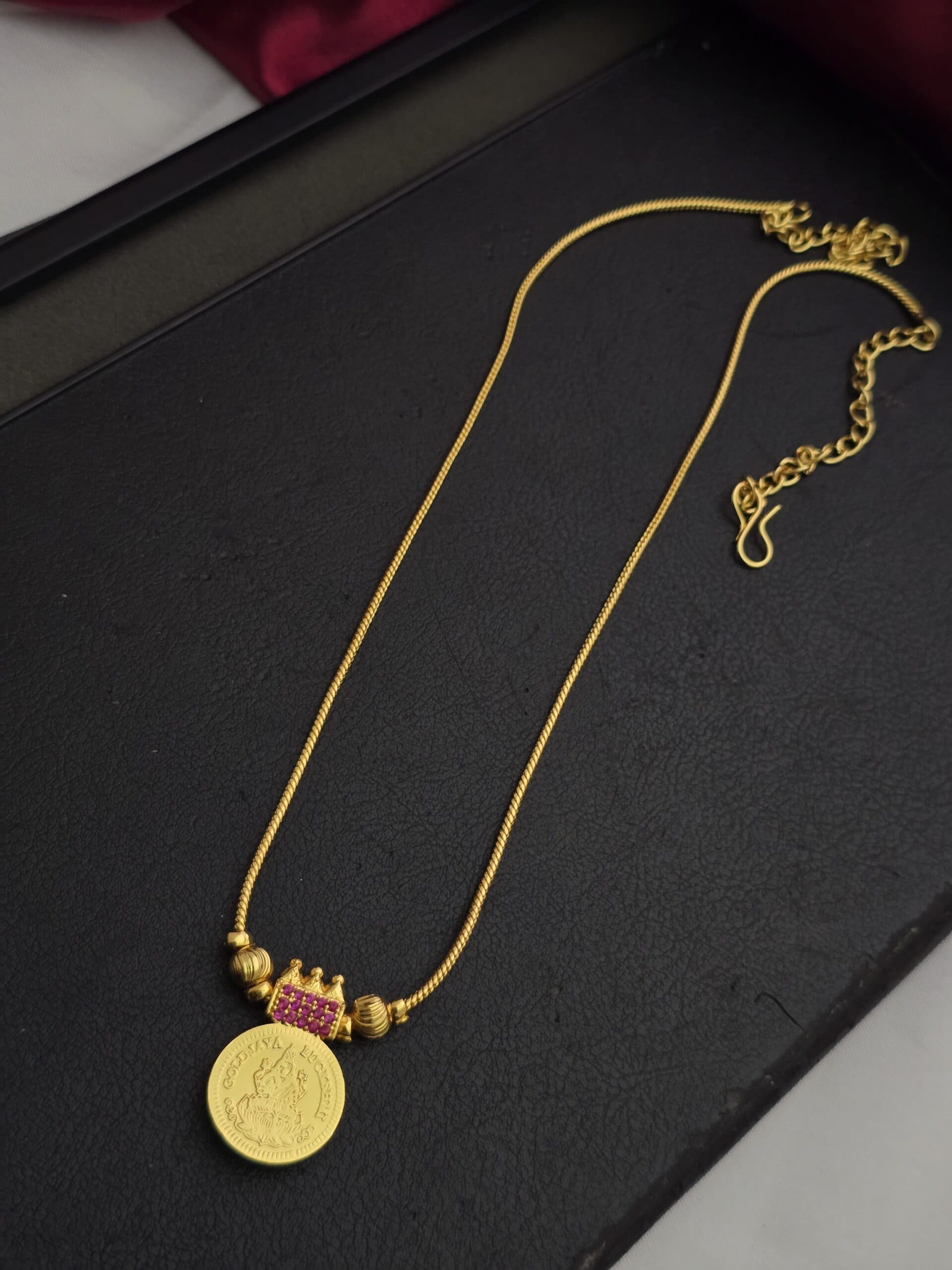 Premium foaming ruby lakshmi coin necklace