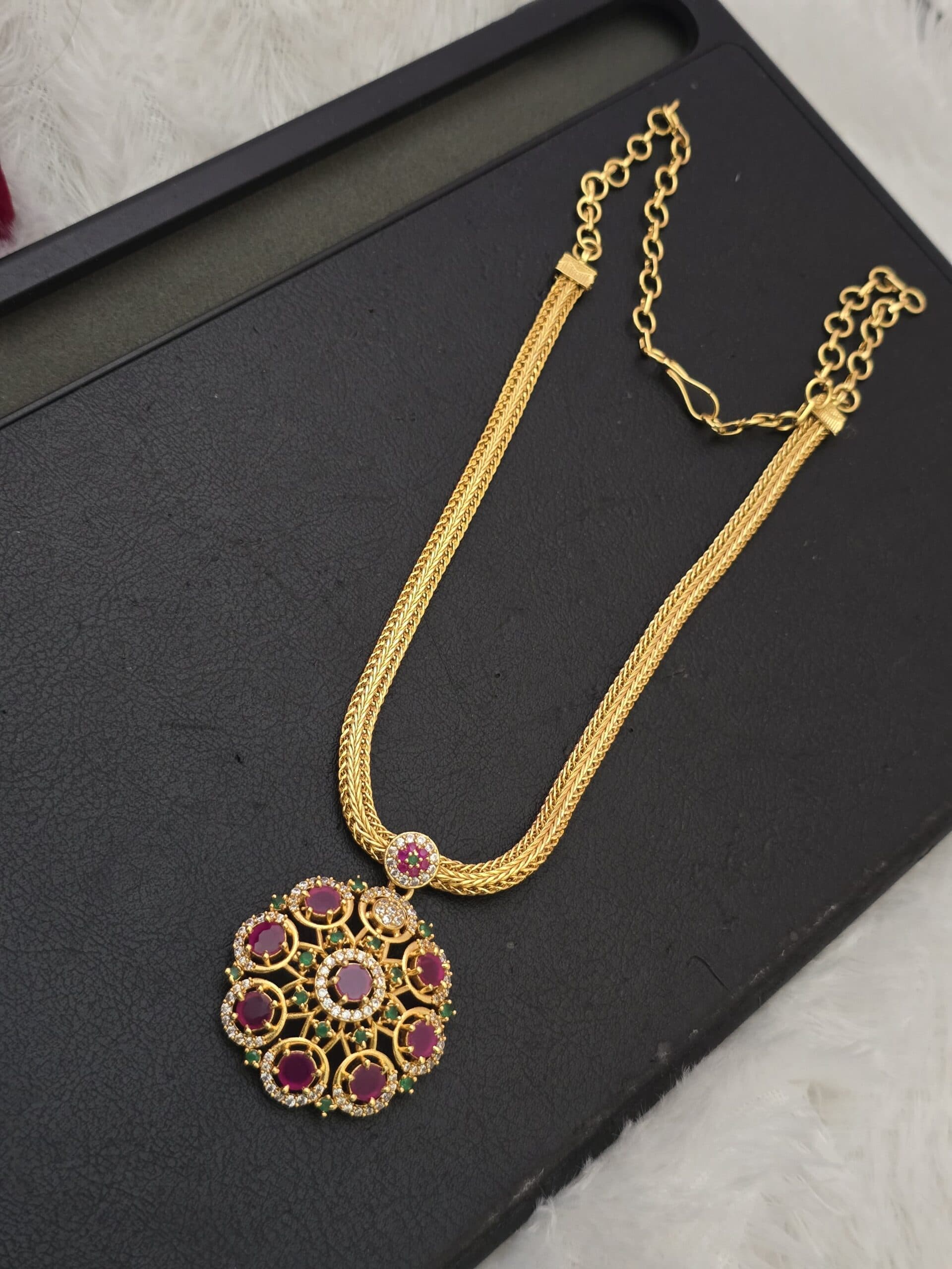 Premium AD stone necklace with backchain