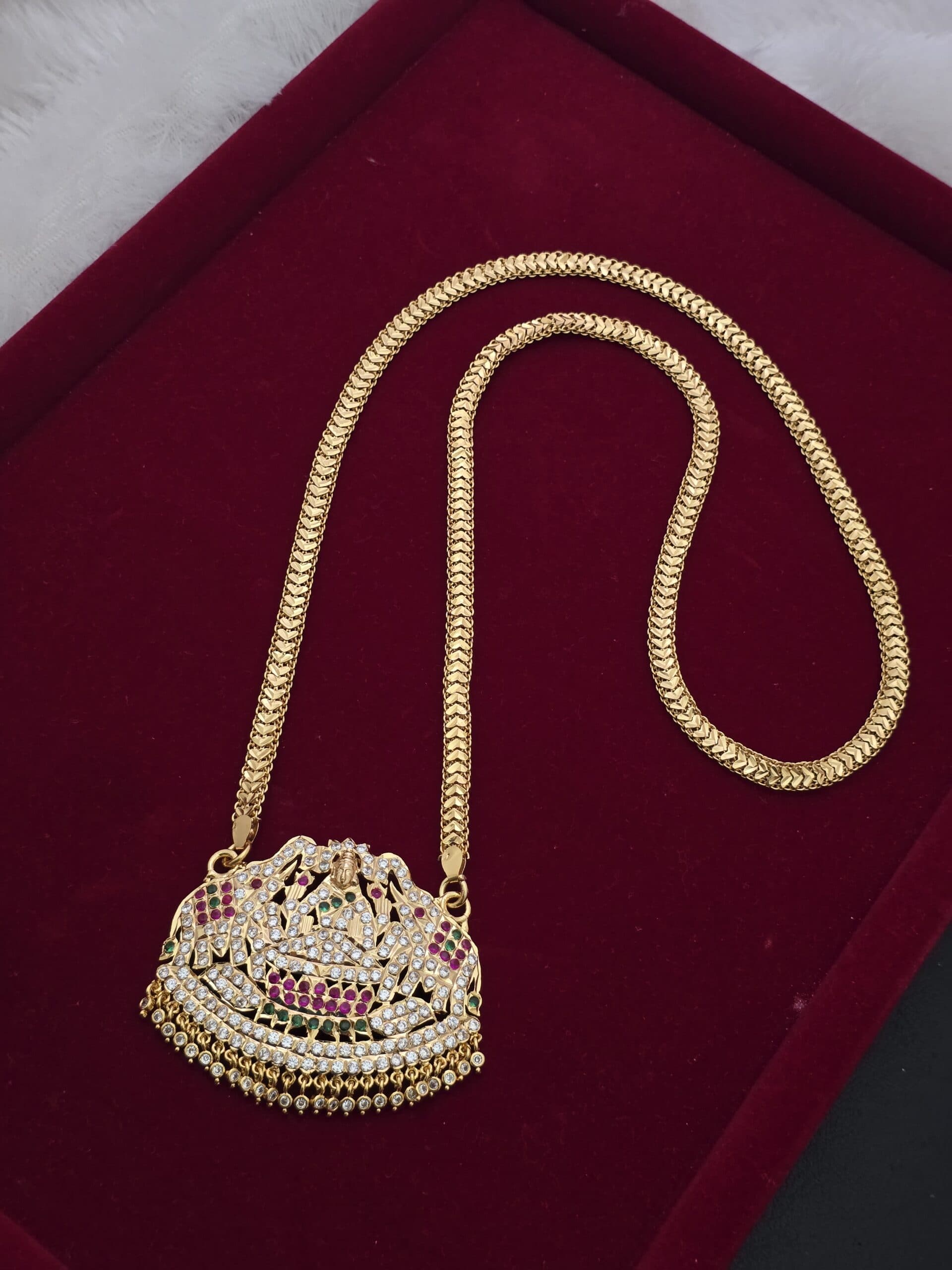 Premium 32 inches gajalakshmi impon dollar chain comes heart pattern