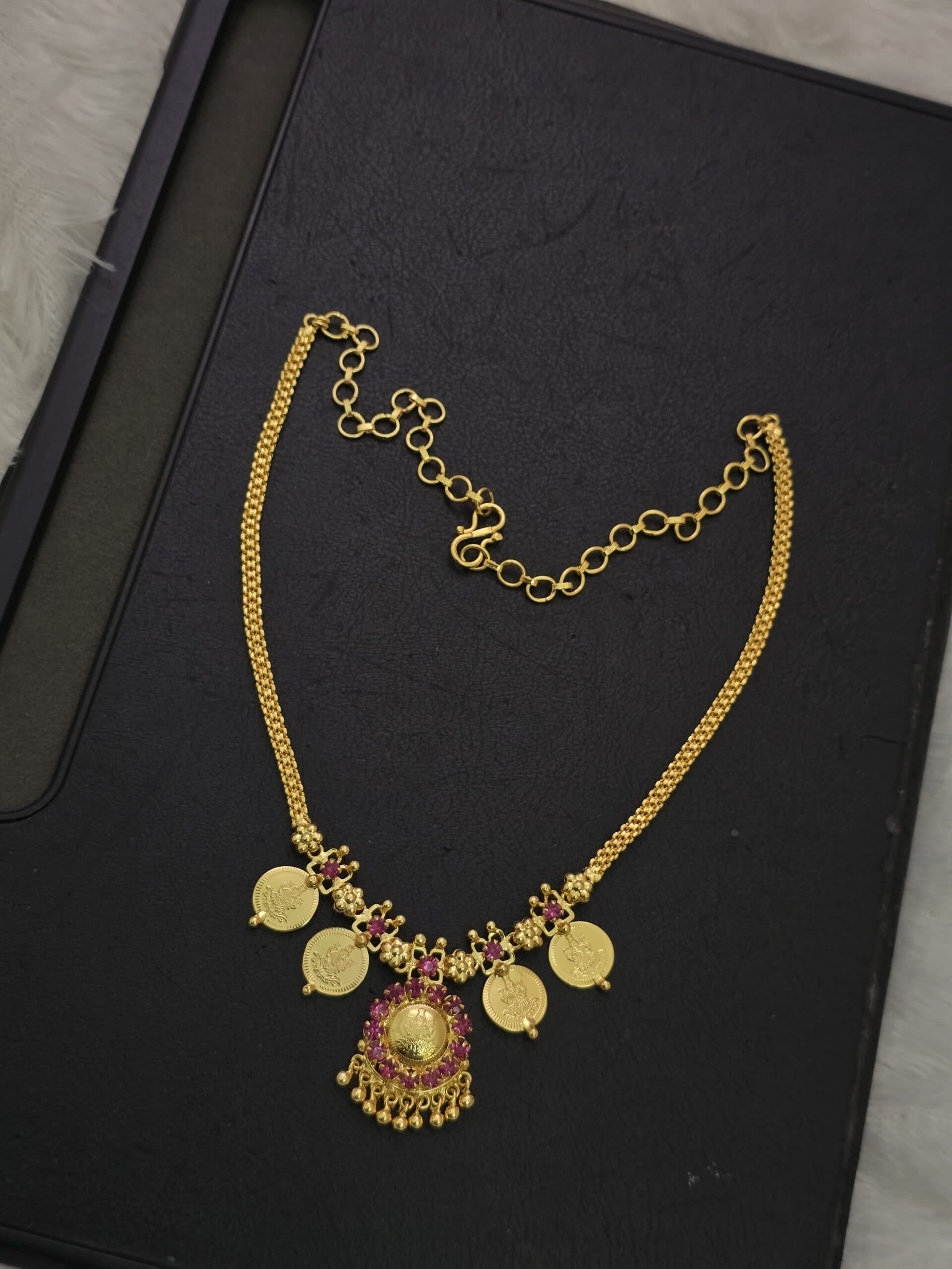 Premium Foaming Ruby stone lakshmi necklace