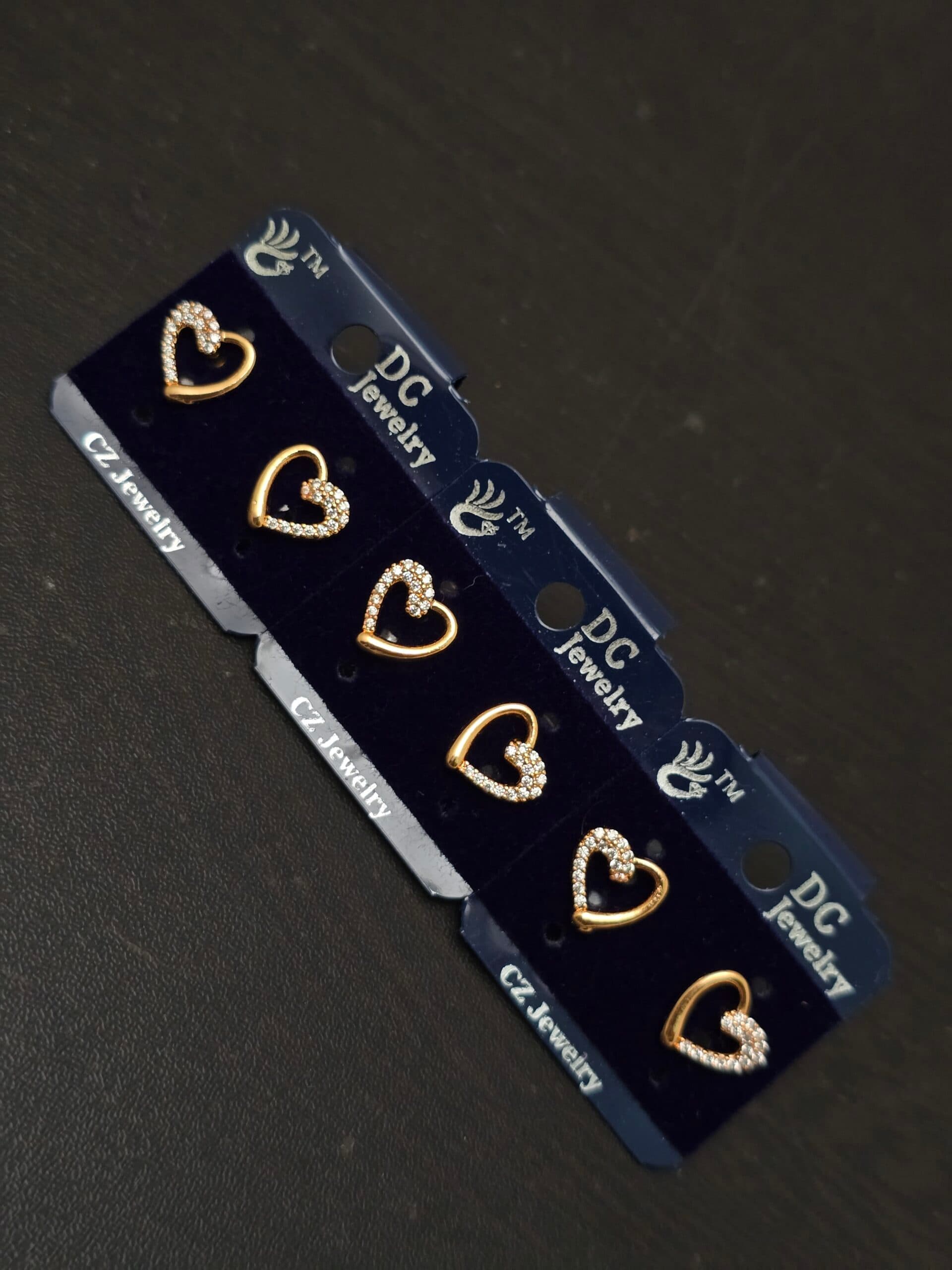 Premium rose gold AD stone heart stud