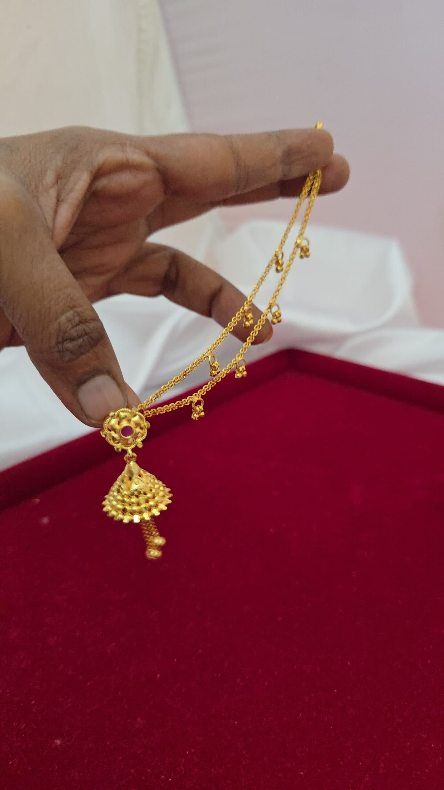 Premium foaming ruby jhumka with maatal