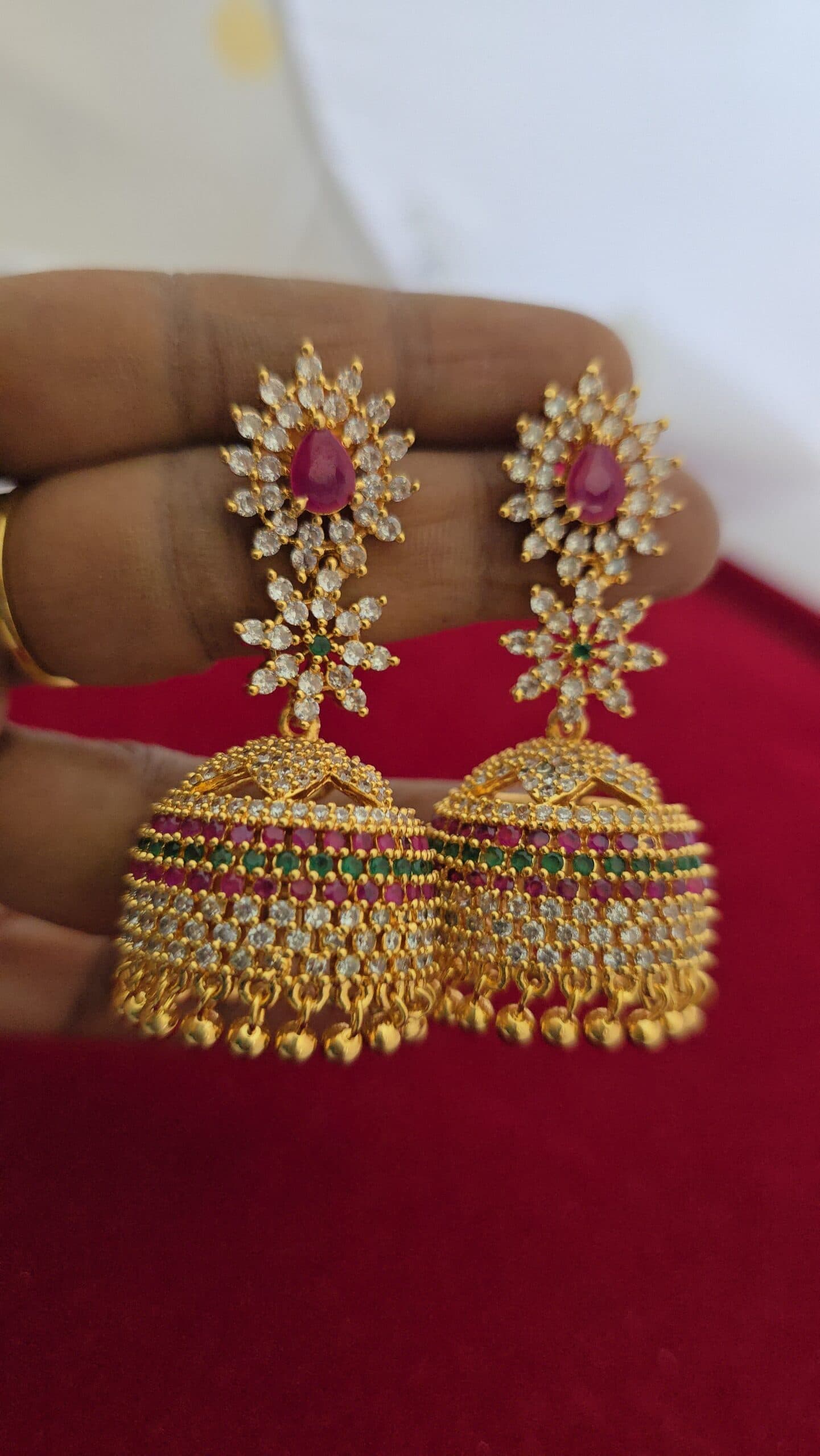 Premium micro stone jhumka earing