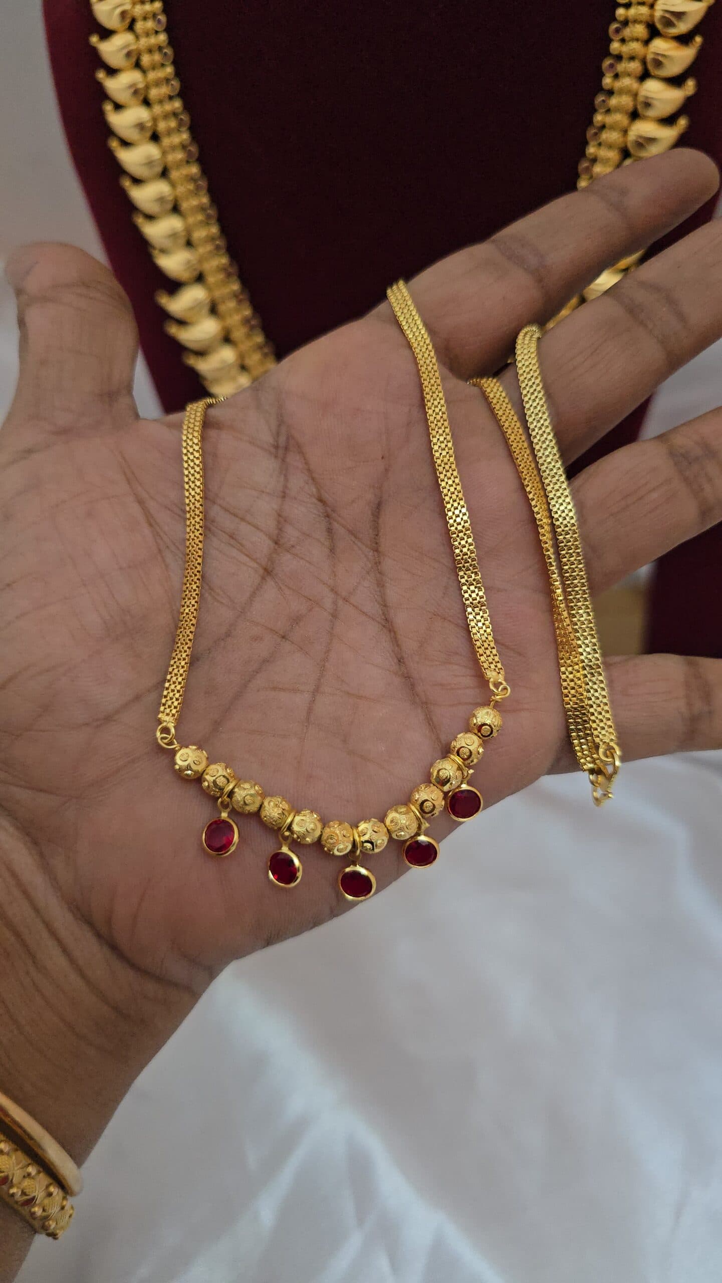 Premium foaming AD ruby stone necklace