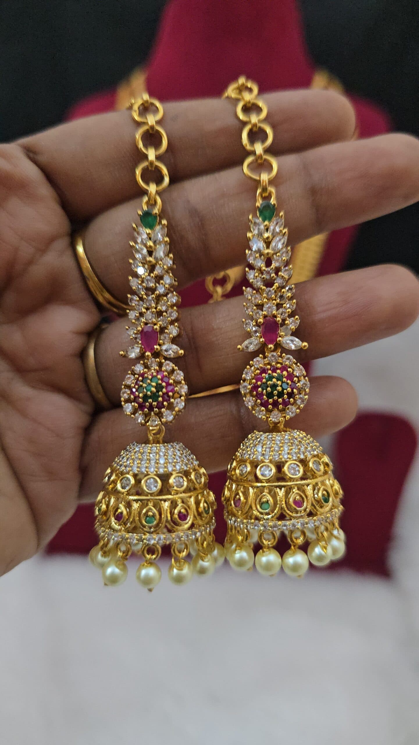 Premium foaming ad stone jhumka with mattal