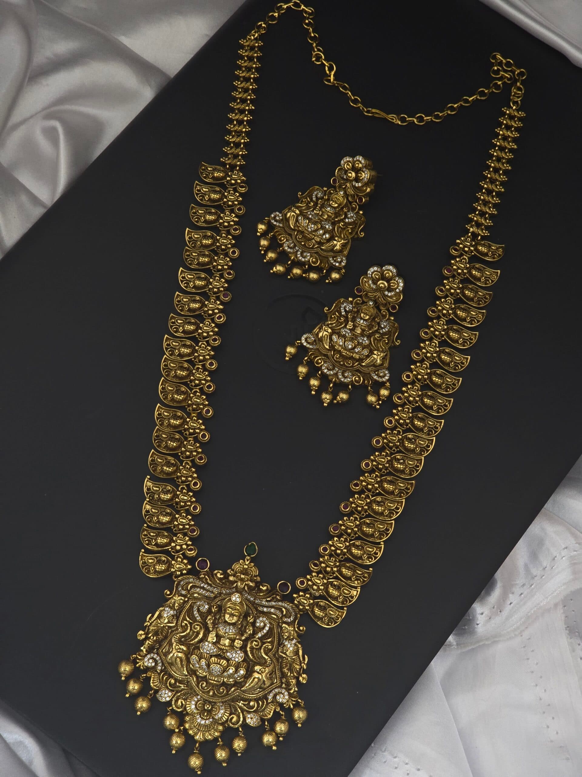 Premium matt real gold nagas haram with earings