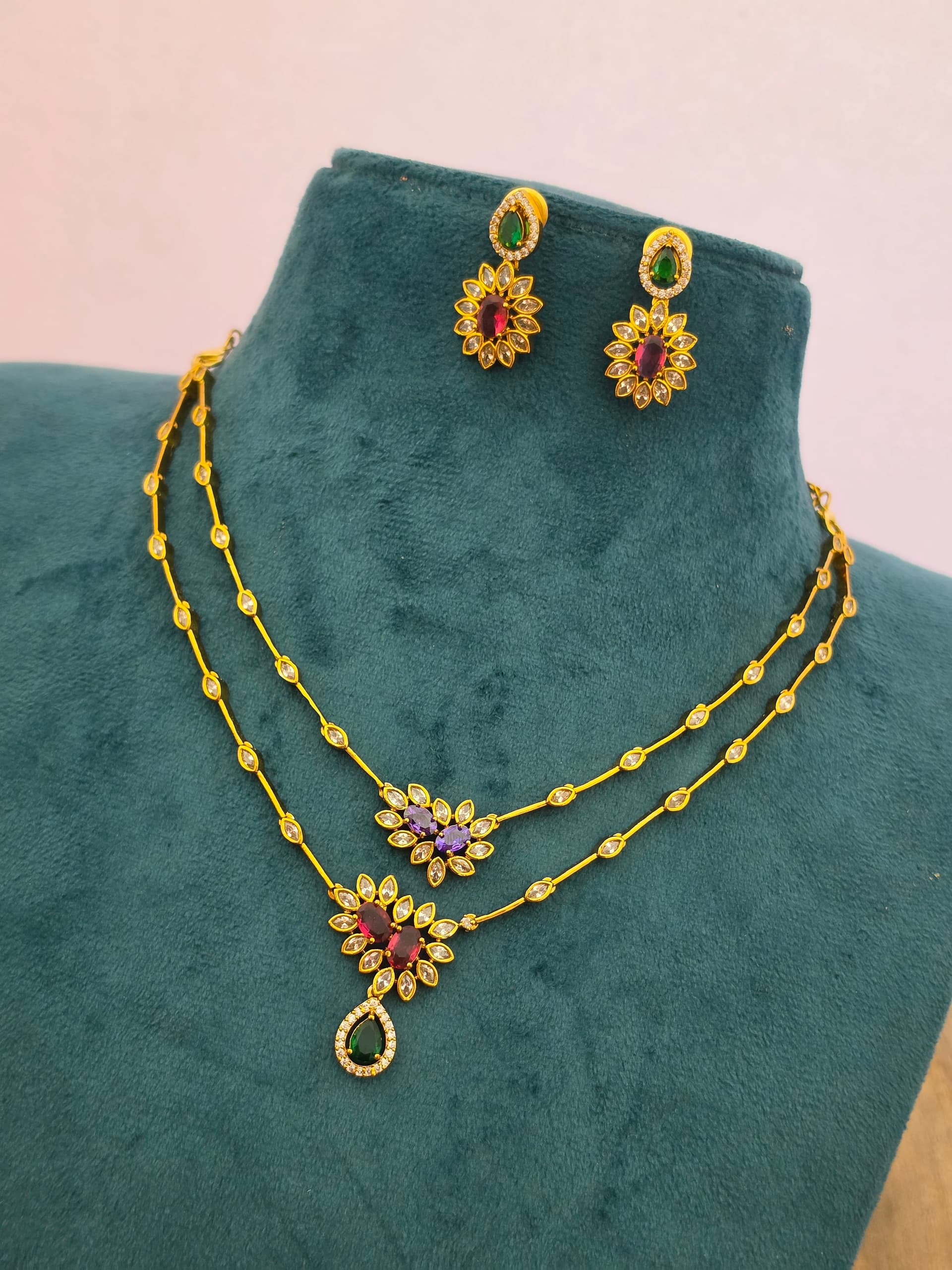 Premium Matt Finish Double Line Multi Layer Necklace