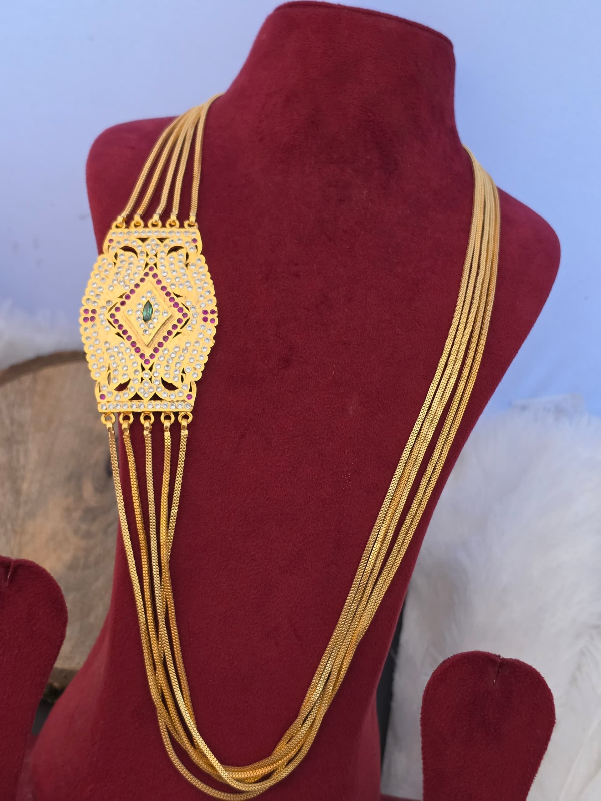 Premium impon ad stone mugappu chain 5 layers 