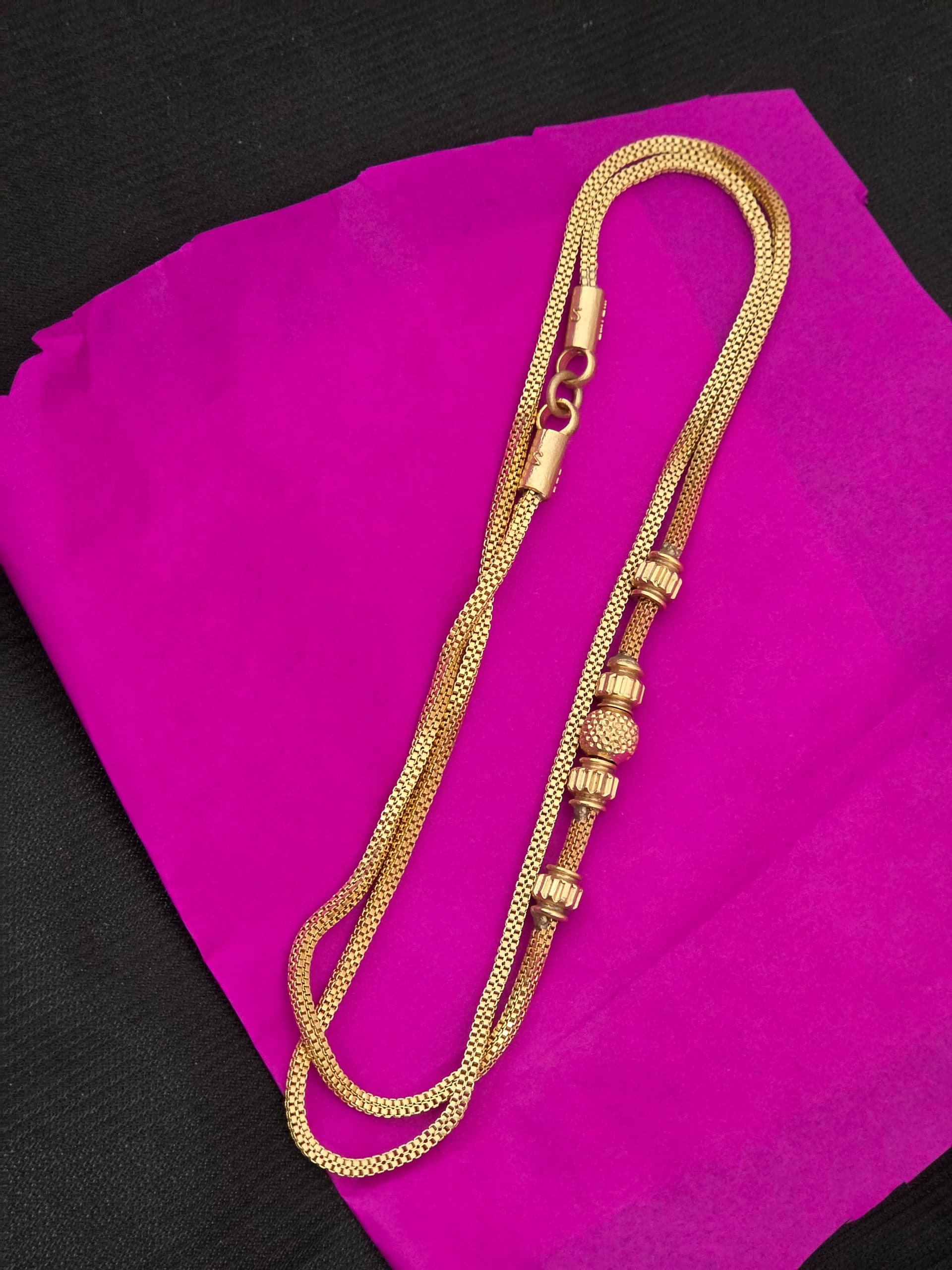 Premium impon 24 inch unpolished plain ball mugappu chain