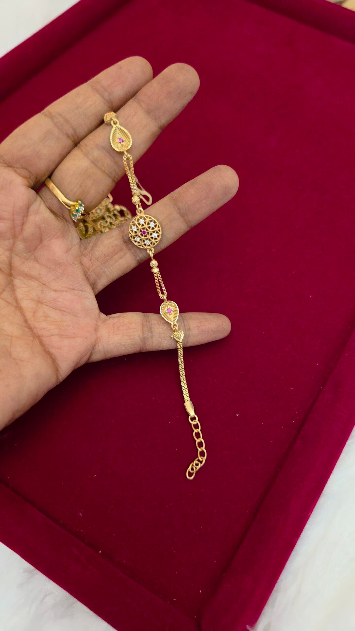 Premium impon unpolished ruby white bracelet with adjustable