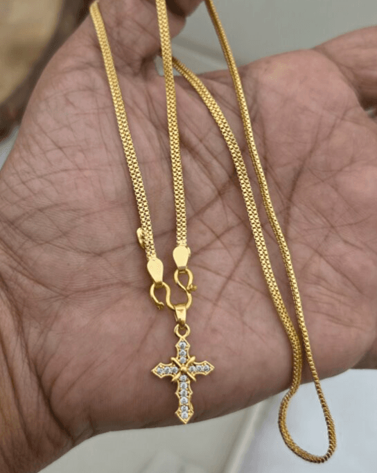 Premium impon ad stone cross dollar chian