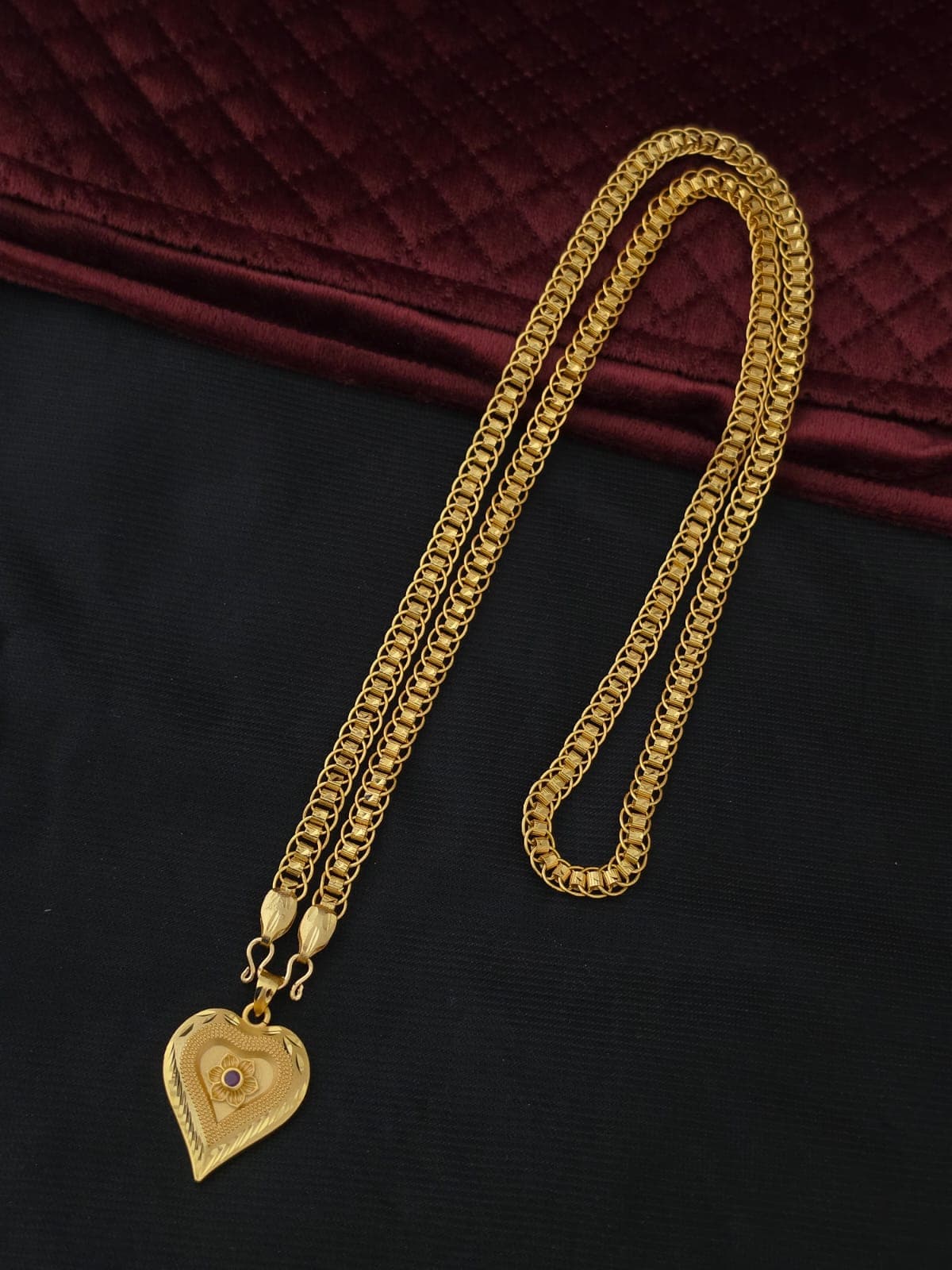 Premium foaming 32 inch ad stone heart flower dollar chain