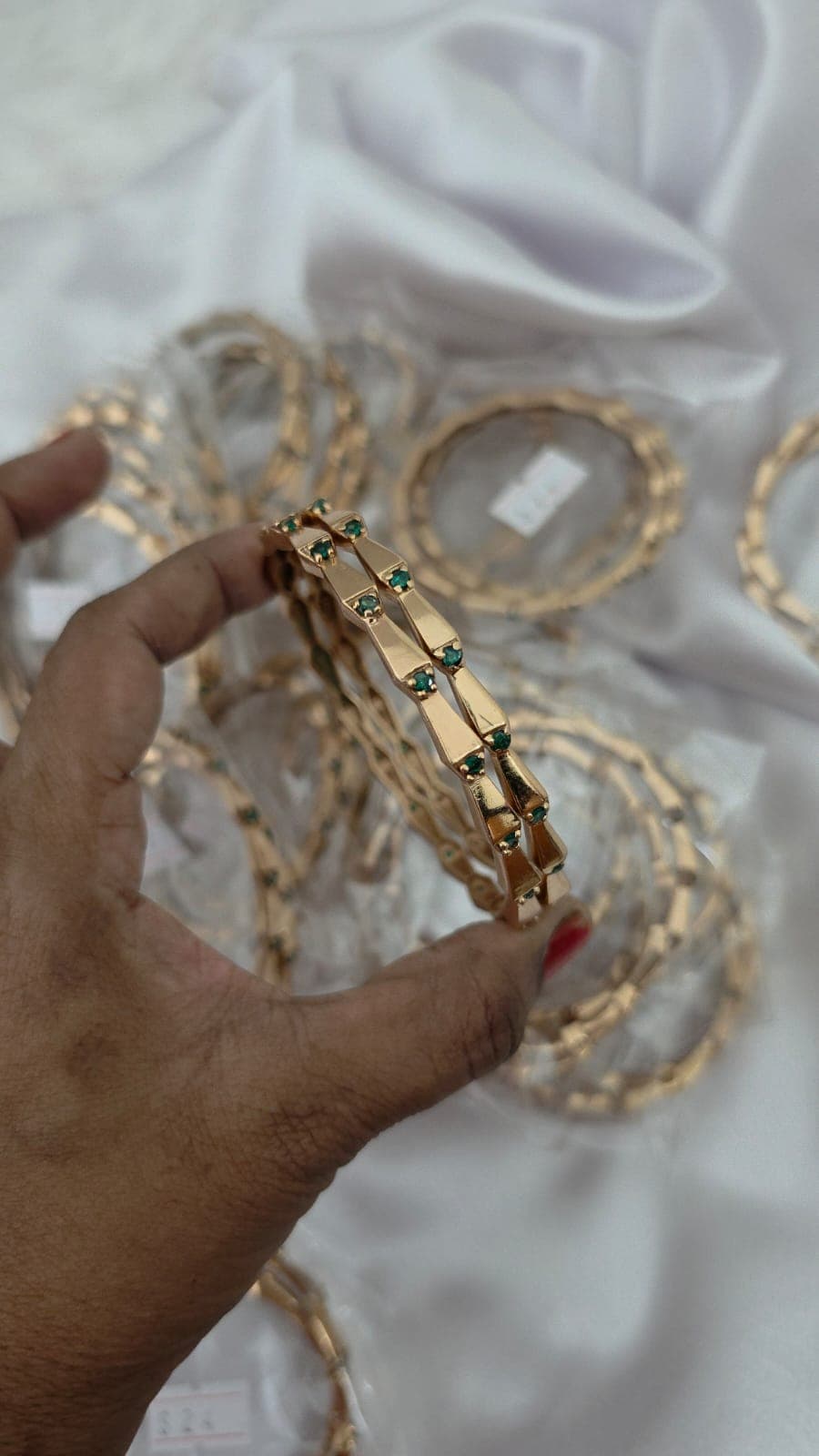 Premium impon green stone bangle