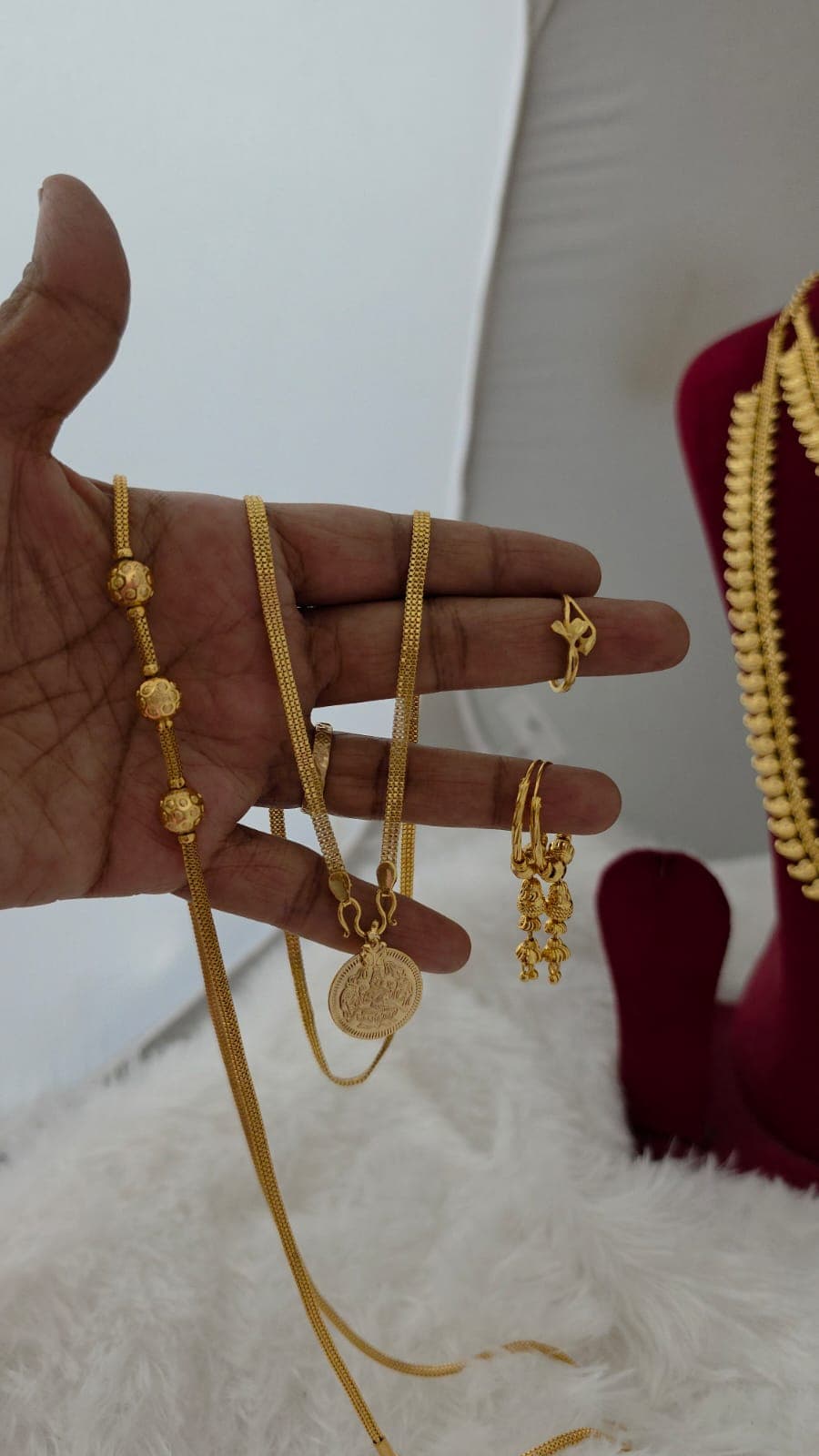 Premium foaming lakshmi budget combo with dollar chain, mugappu chain, earing and ring