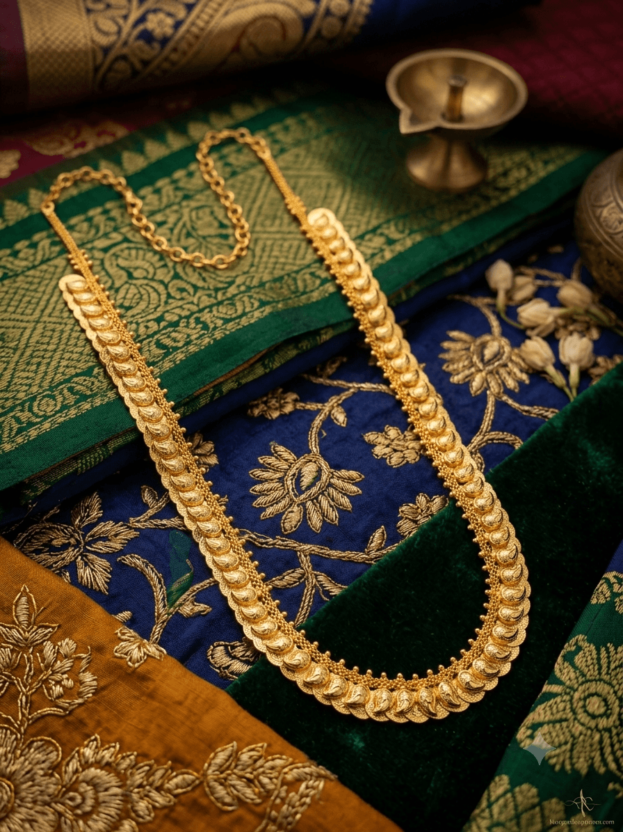 Premium foaming reversible lakshmi haram with one side lakshmi coin haram and other side manga coin haram