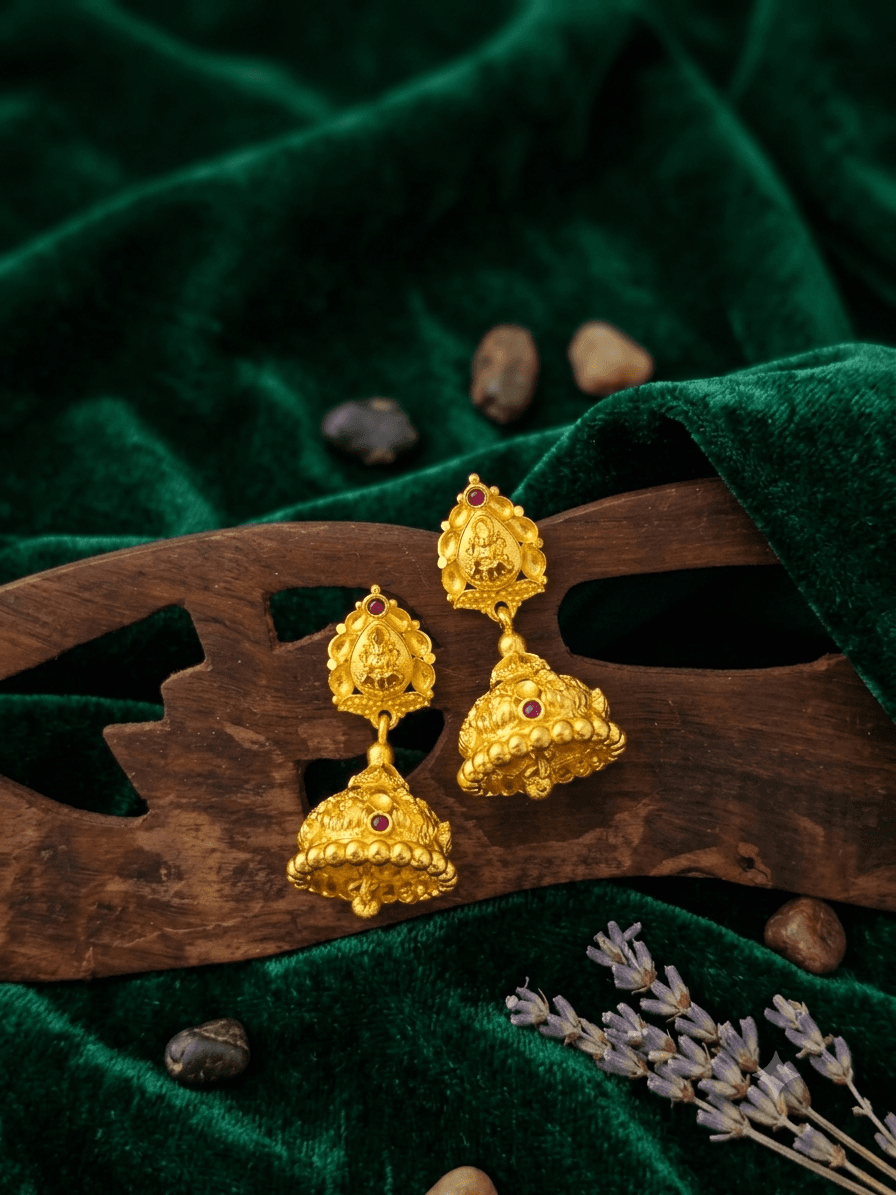 Premium  foaming ruby stone lakshmi jhumka 