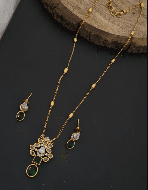 premium matt ad stone necklace with earings offer sale
