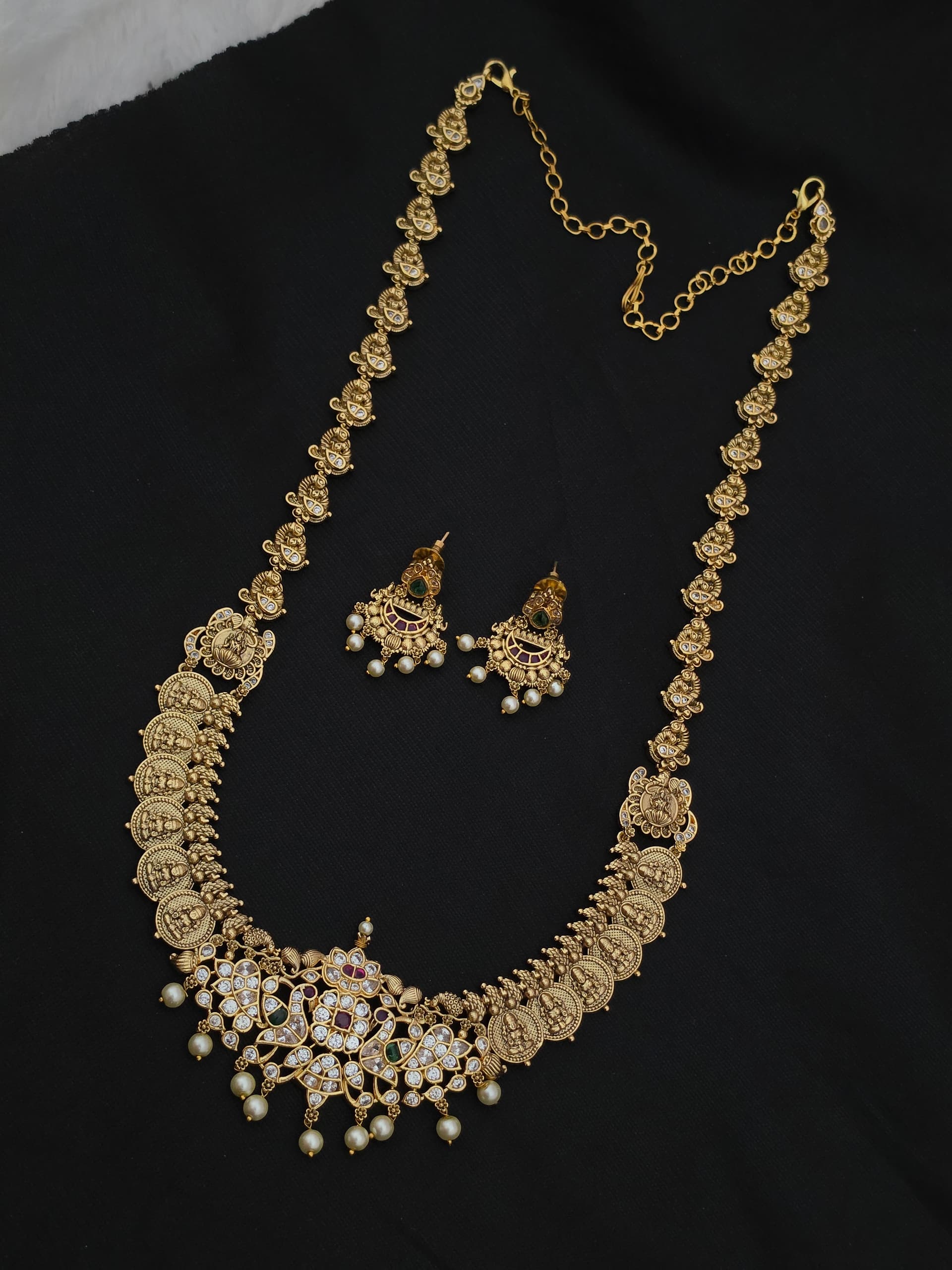Premium Matt Finish Lakshmi coin Haram with Stud