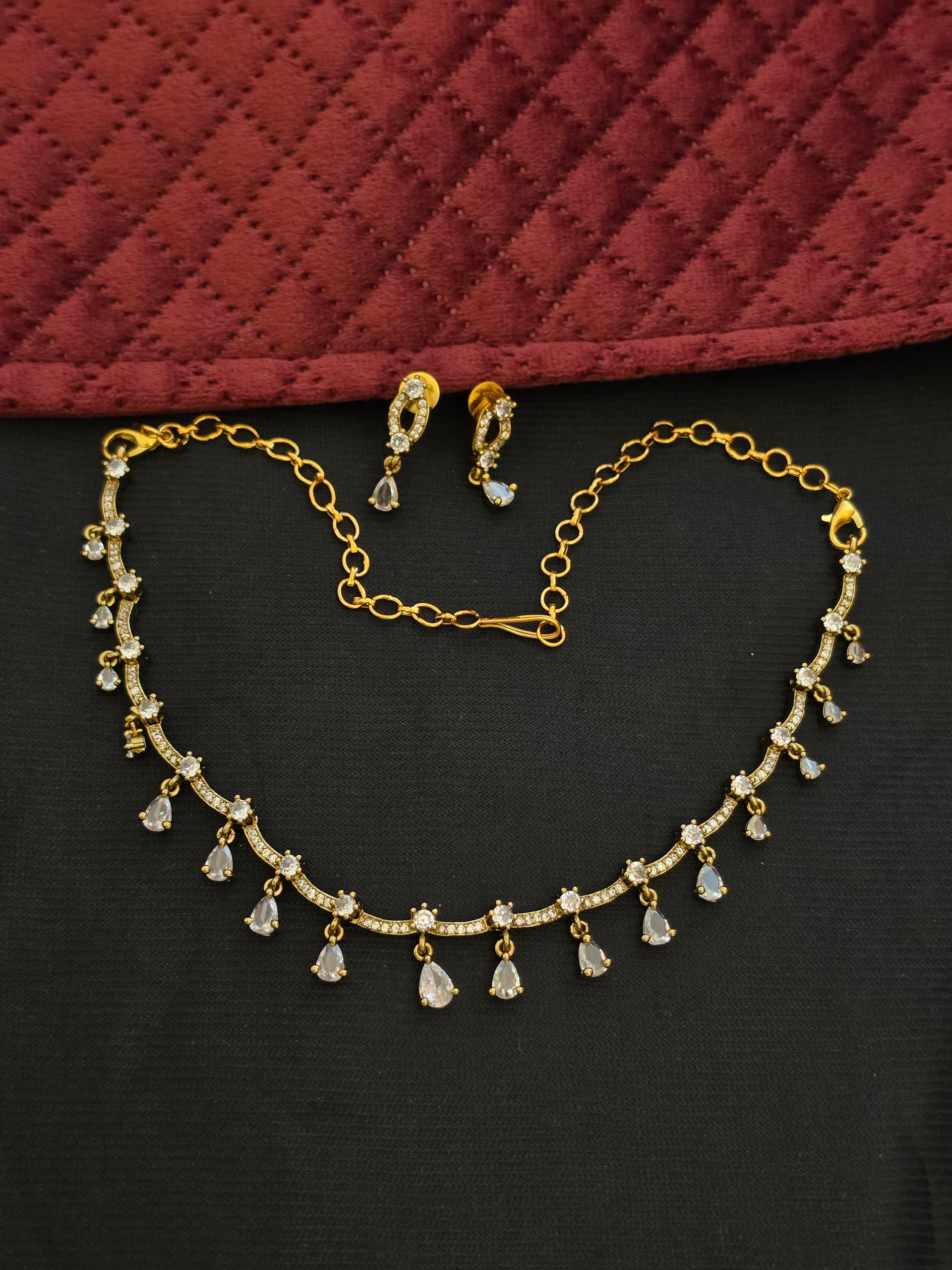 Premium Matt Ad Stone Crystal Necklace