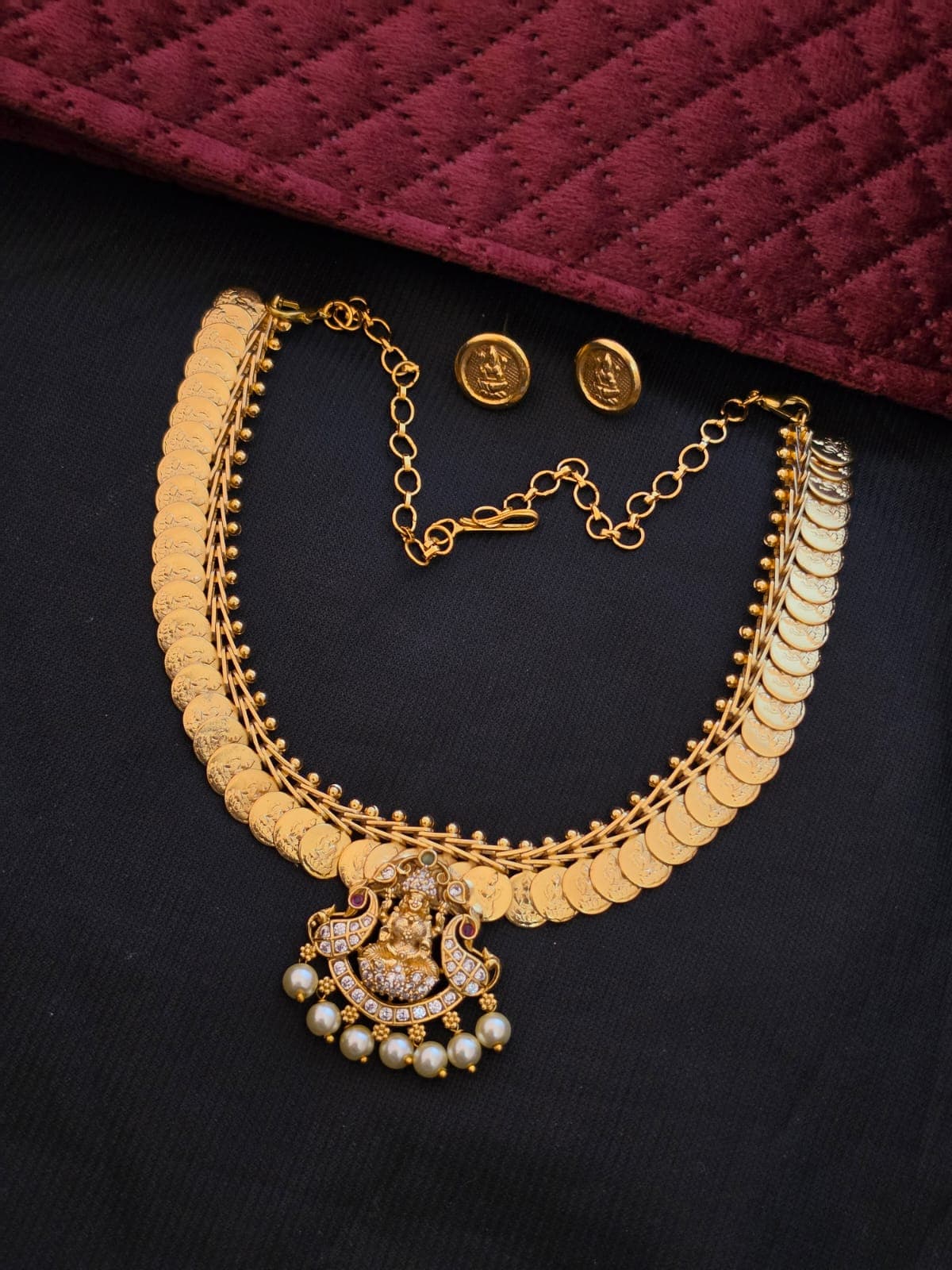 Premium Matt Lakshmi Coin Necklace.