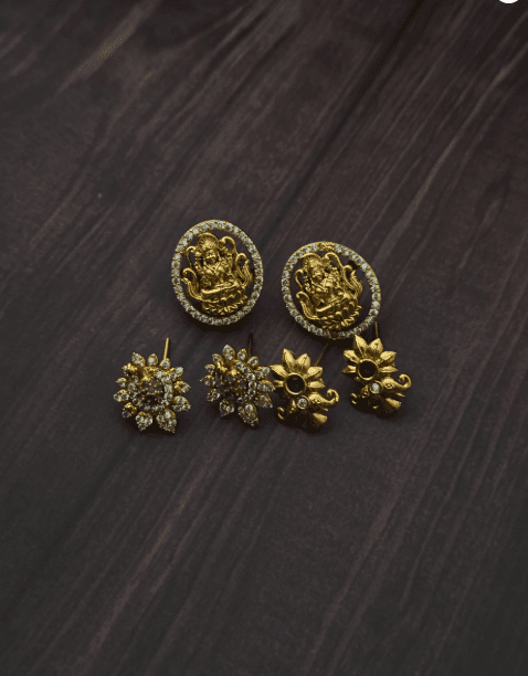Premium matt ad stone changable lakshmi earing