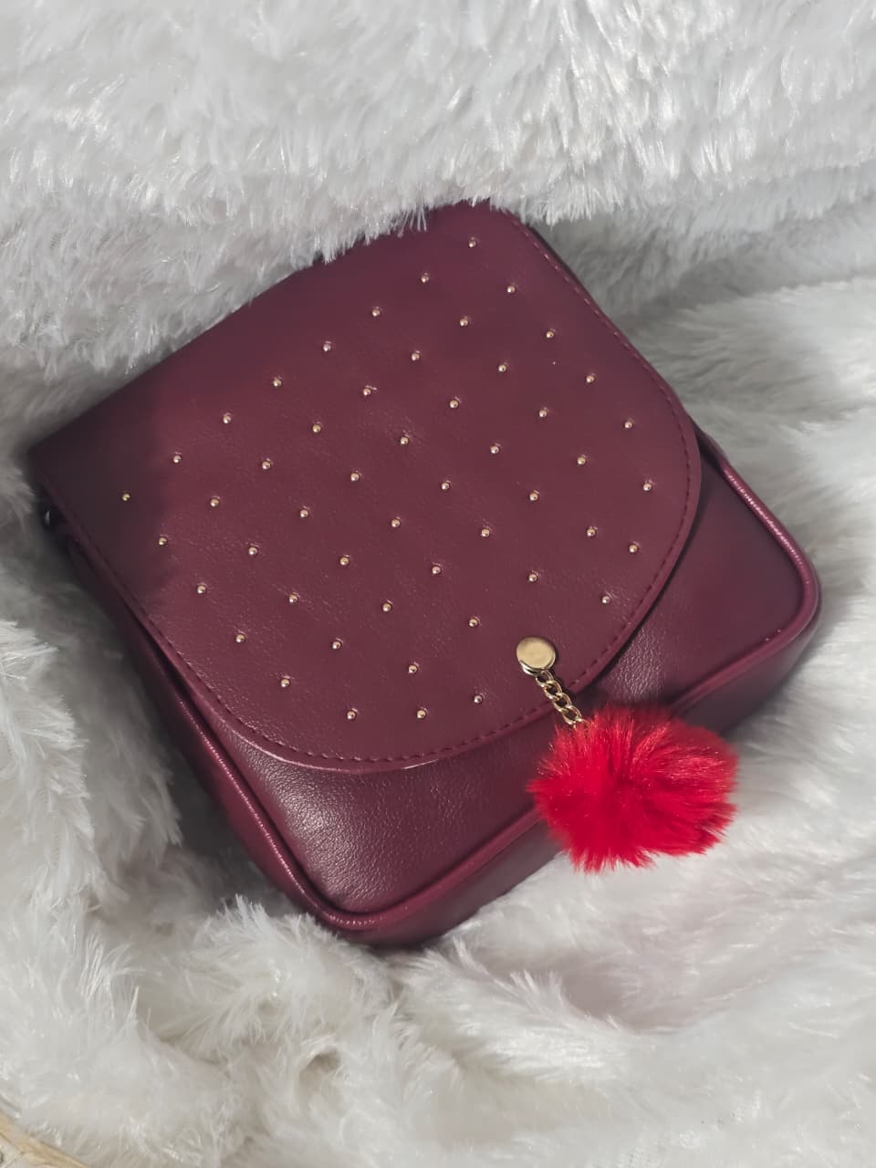 Premium Berry Charm Studded Sling Bag