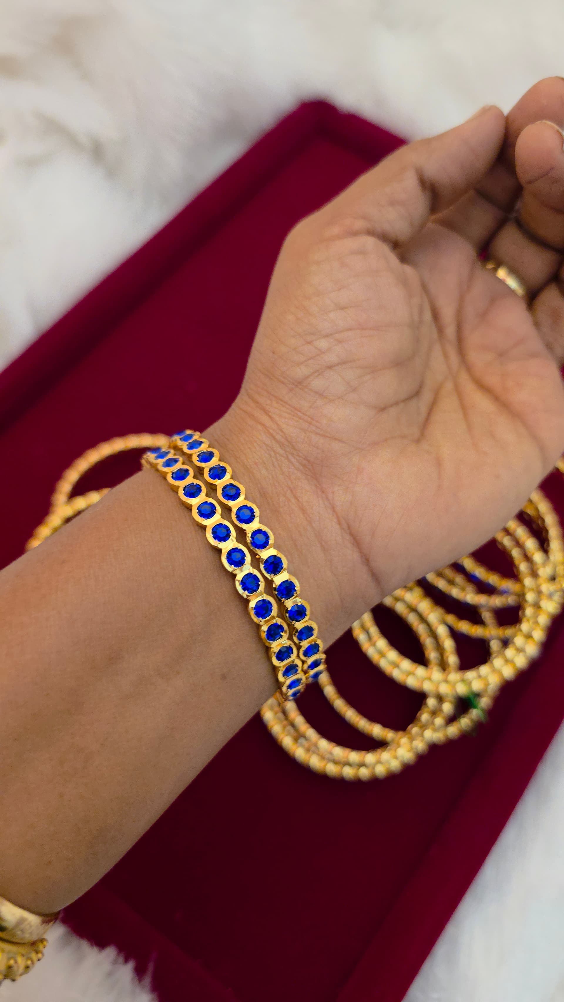 Premium impon ad stone royal blue bangle