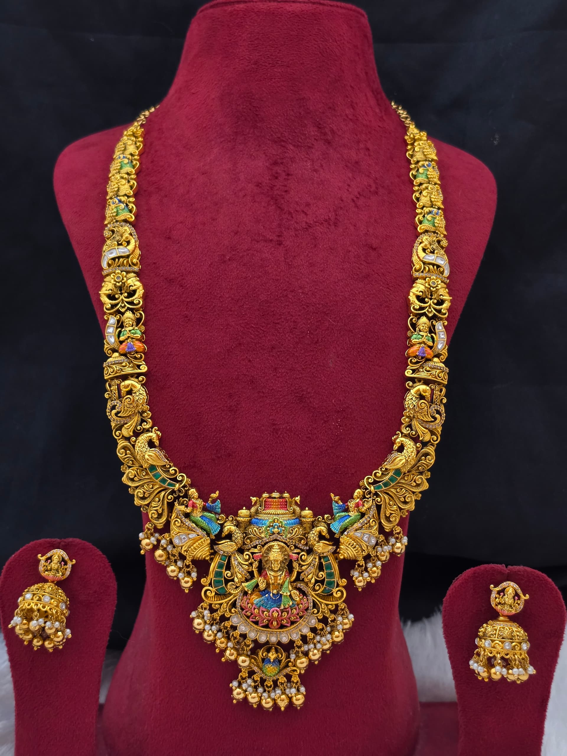 Premium matt meenakari lakshmi haram