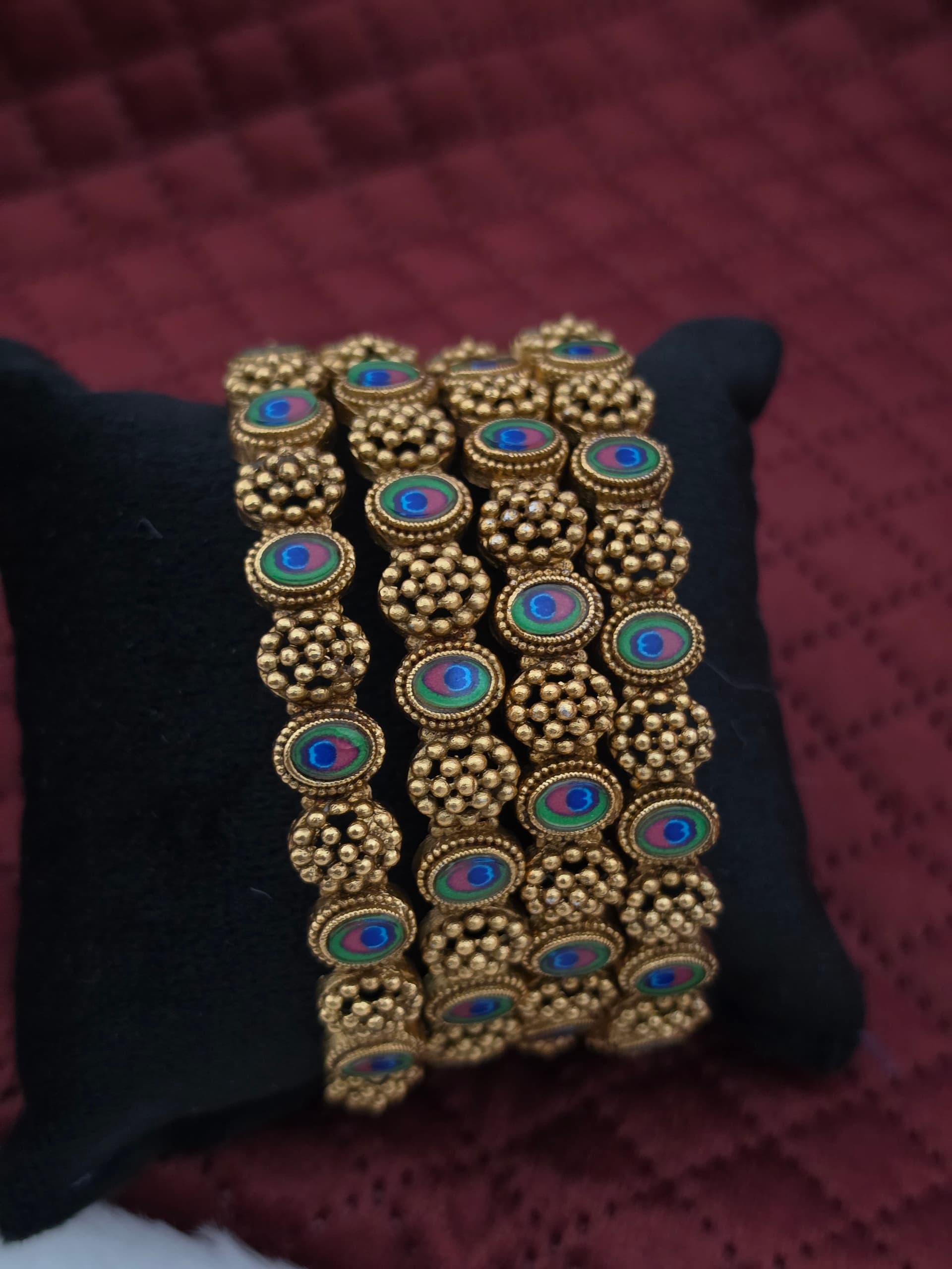 Premium matt ad peacock stone bangle