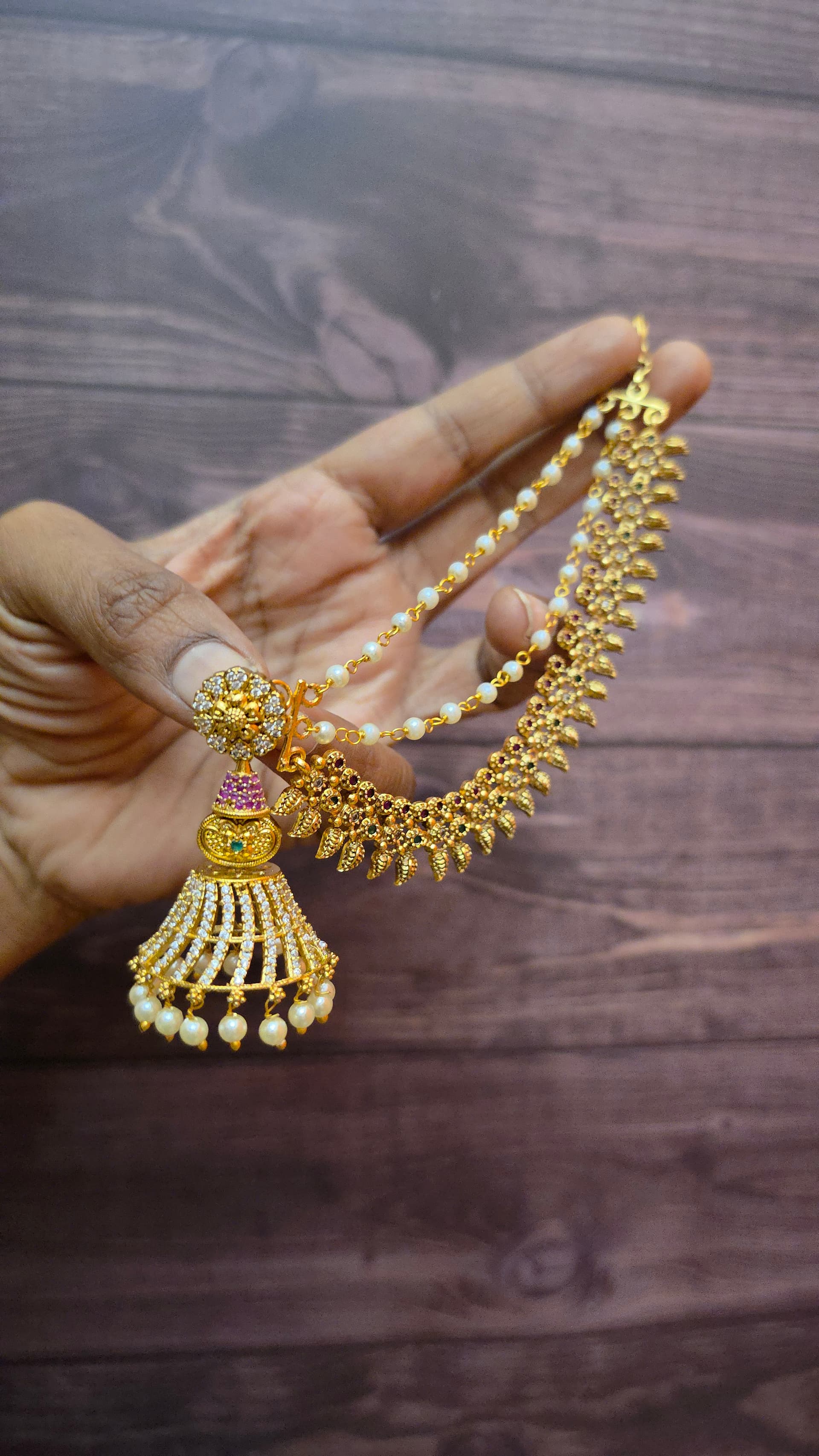 Premium matt ad stone jhumka with maatal