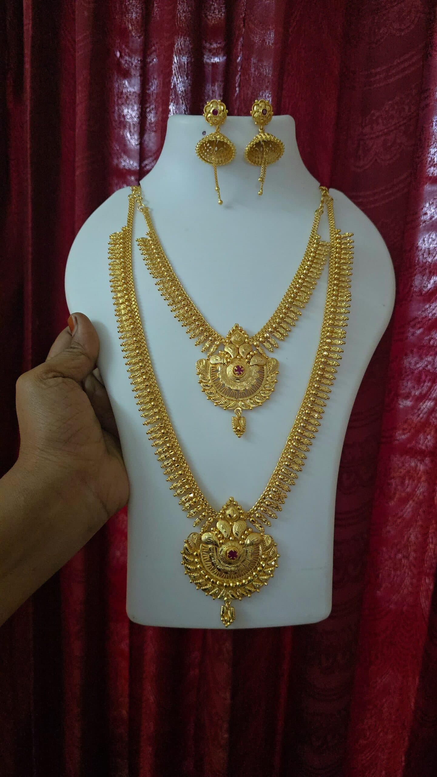 Premium foaming combo necklace haram with jhumka