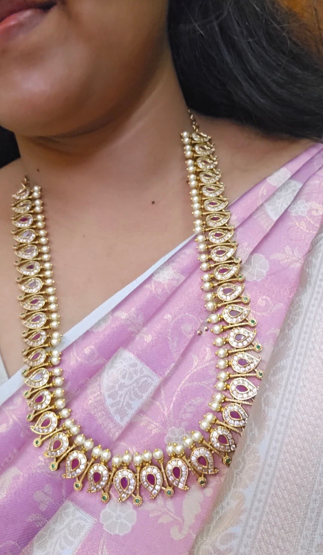 Premium gold look 28 inches manga haram with stud