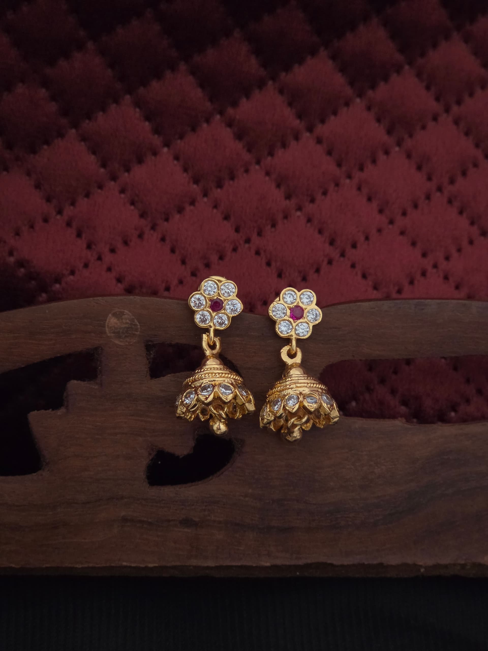 premium Impon AD Stone Jhumkha