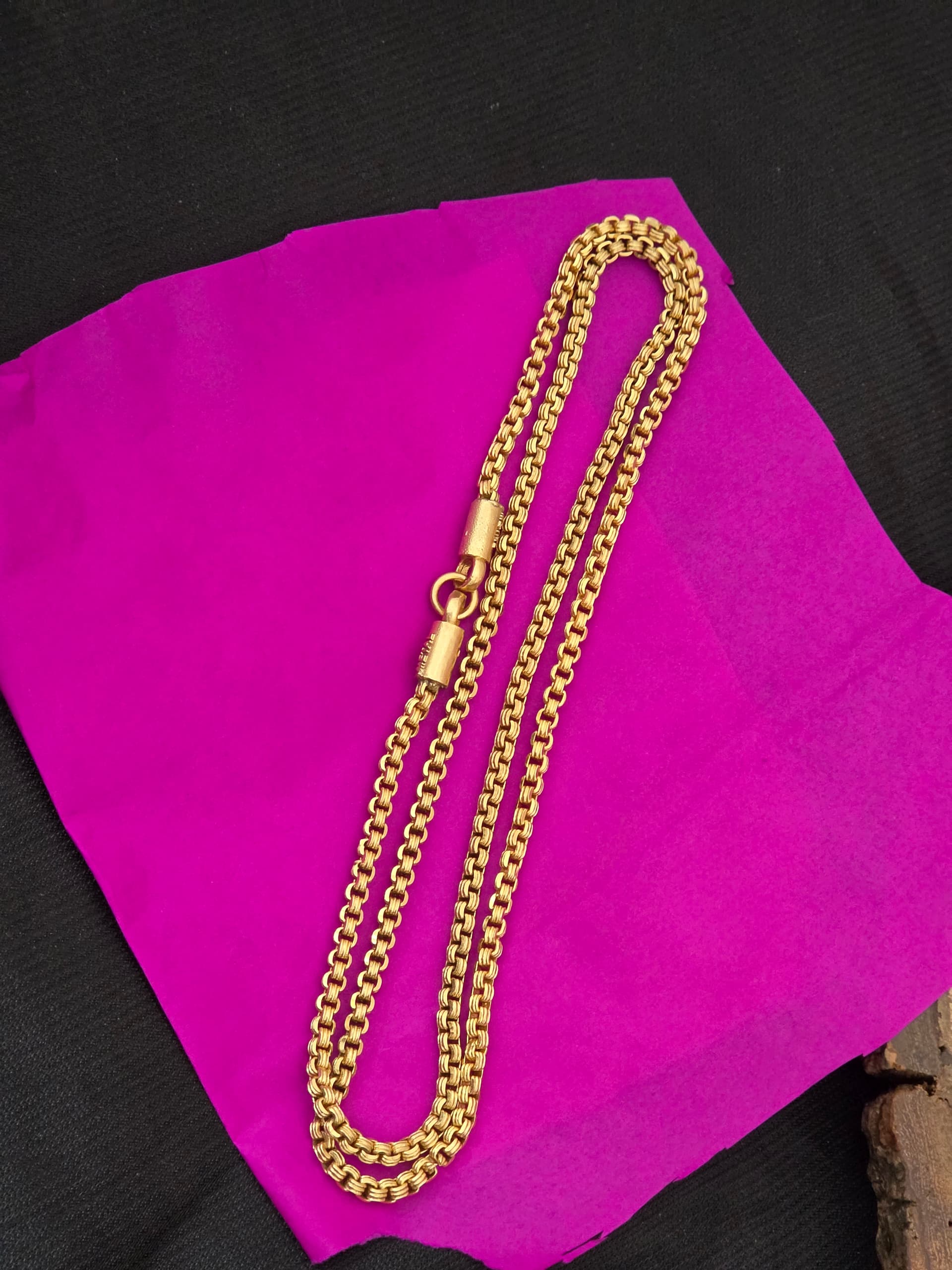Premium impon 24 inch unpolished thick savitham chain