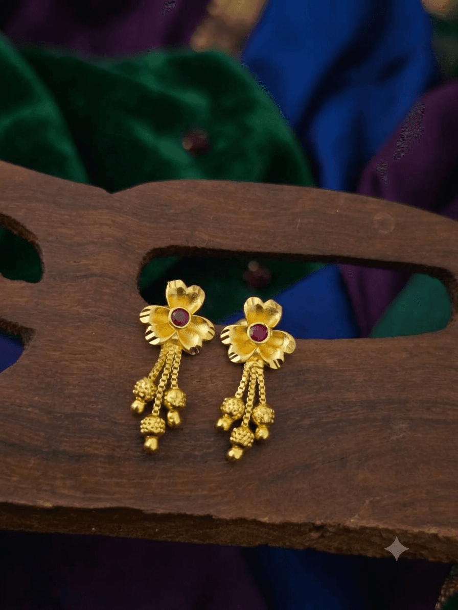 Premium foaming ruby stone chain drops earing