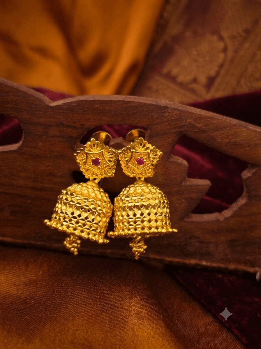 premium foaming red stone jhumka