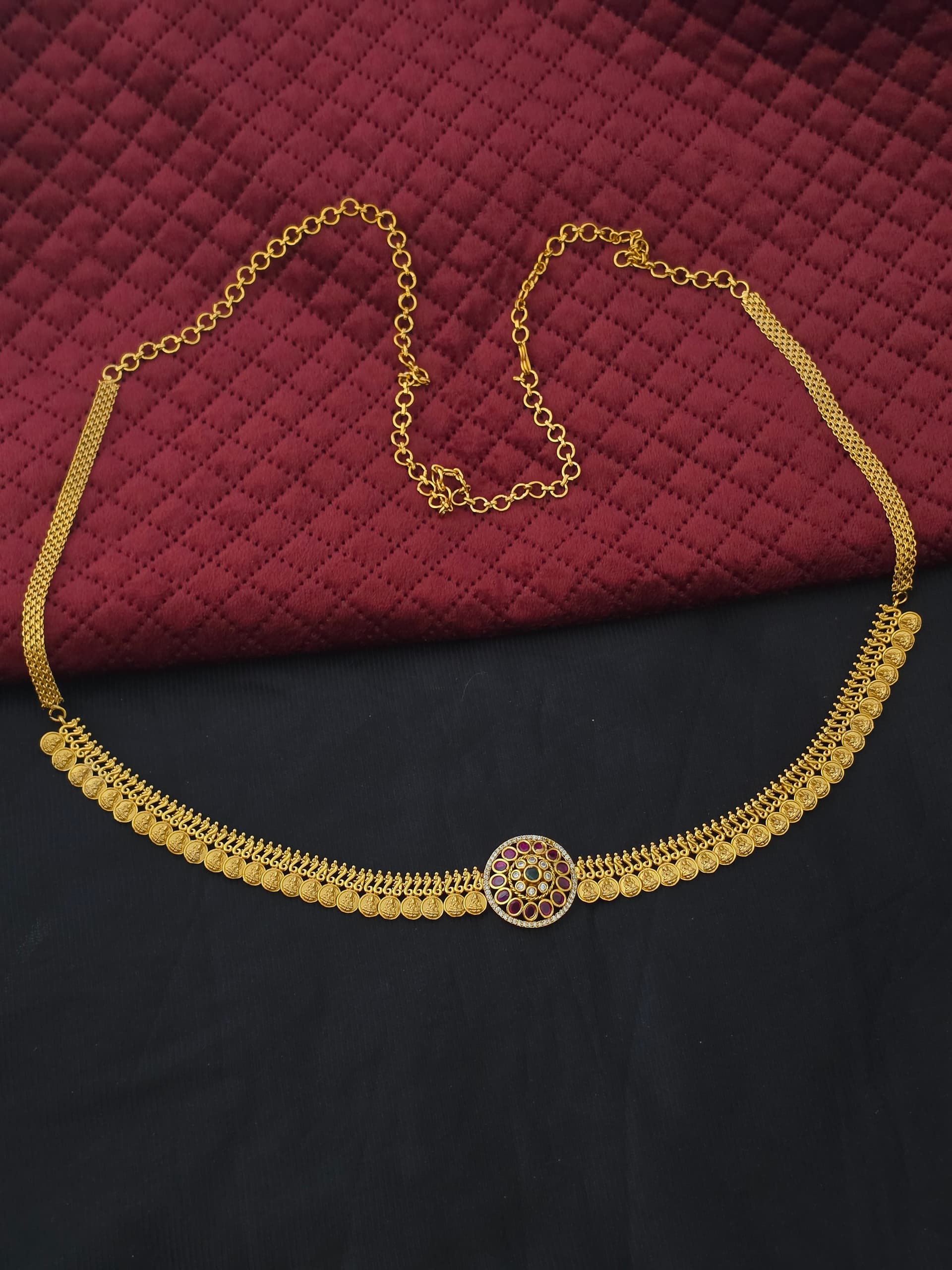 Premium matt lakshmi coin necklace