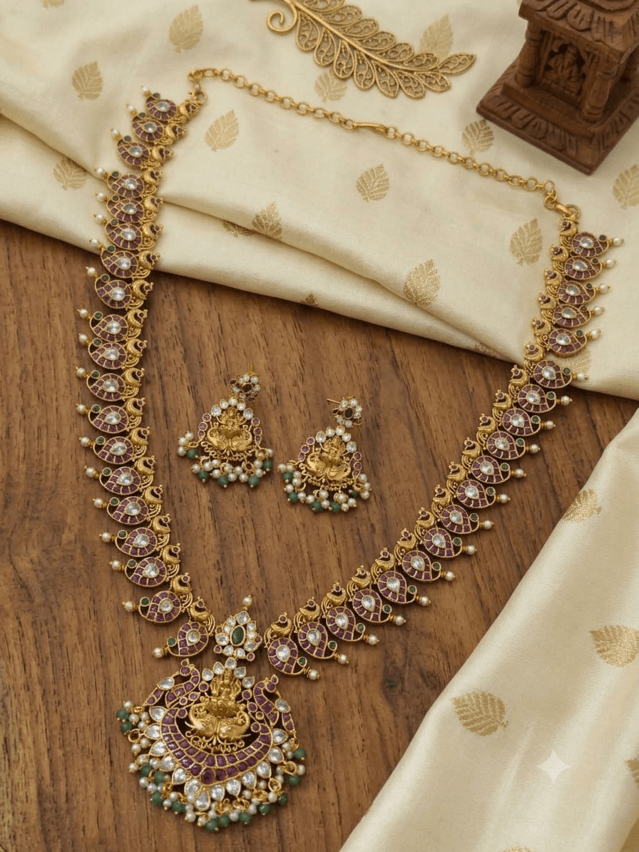 Premium matt kemp nakshi haram with earings
