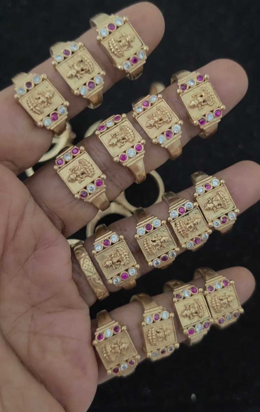 Premium impon ad stone lakshmi ring